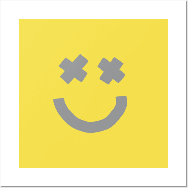 Happy Smiley Face with X Eyes Wall Art by ellenhenryart